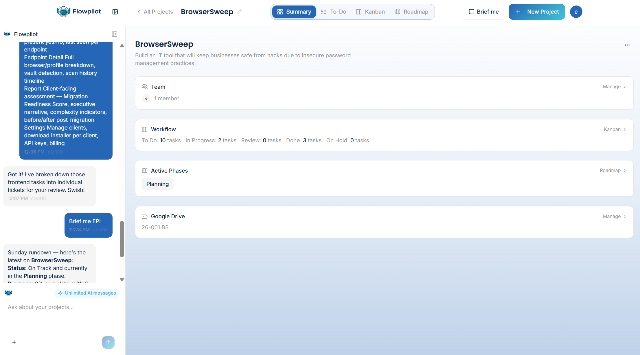 FlowPilot planning view
